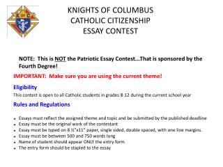 KNIGHTS OF COLUMBUS CATHOLIC CITIZENSHIP ESSAY CONTEST