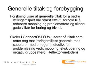 Generelle tiltak og forebygging