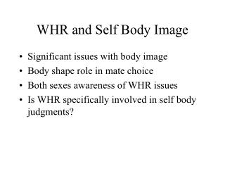 WHR and Self Body Image