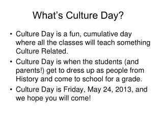 What’s Culture Day?