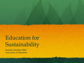 Education for Sustainability