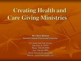 Creating Health and Care Giving Ministries