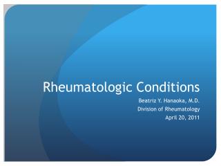 Rheumatologic Conditions