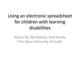 Using an electronic spreadsheet for children with learning disabilities