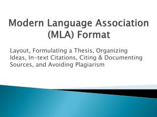 Modern Language Association (MLA) Format