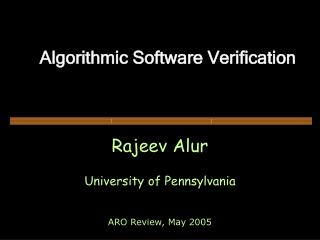 Algorithmic Software Verification
