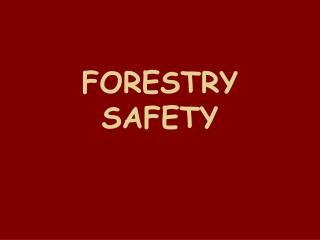 FORESTRY SAFETY