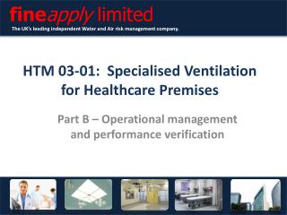 HTM 03-01: Specialised Ventilation for Healthcare Premises