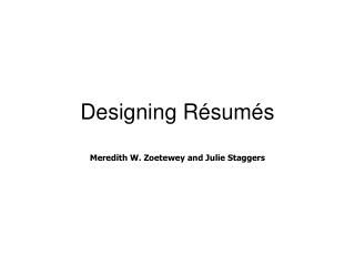 Designing Résumés