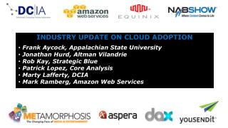 INDUSTRY UPDATE ON CLOUD ADOPTION Frank Aycock, Appalachian State University