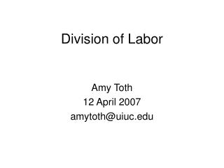 Division of Labor