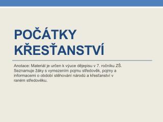 počátky křesťanství
