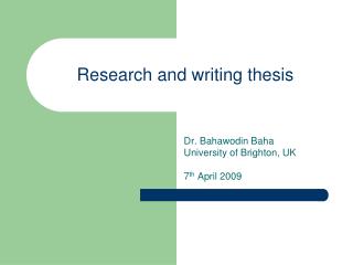 Research and writing thesis
