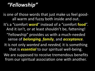 “Fellowship”
