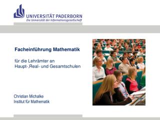 Facheinführung Mathematik f ür die Lehrämter an Haupt-,Real- und Gesamtschulen