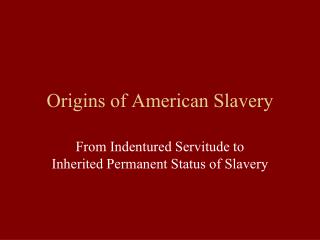 Origins of American Slavery