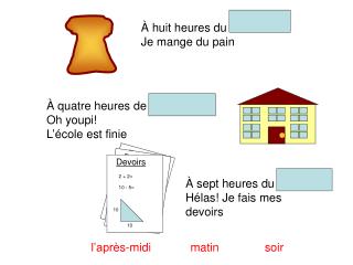 À huit heures du matin Je mange du pain