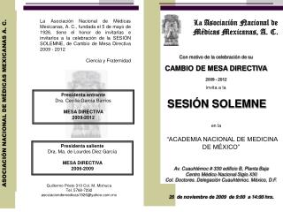 La Asociación Nacional de 	Médicas Mexicanas, A. C.