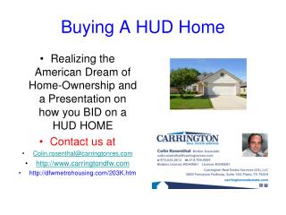 Buying A HUD Home