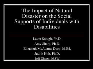 The Impact of Natural Disaster on the Social Supports of Individuals with Disabilities