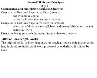 Comparative and Superlative Forms of Adjectives