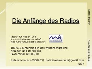 Die Anfänge des Radios