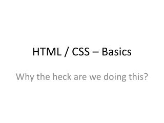 HTML / CSS – Basics