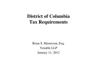 District of Columbia Tax Requirements