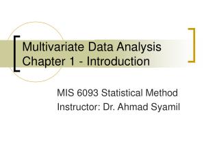 Multivariate Data Analysis Chapter 1 - Introduction