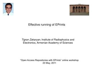 “Open Access Repositories with EPrints” online workshop 23 May, 2011