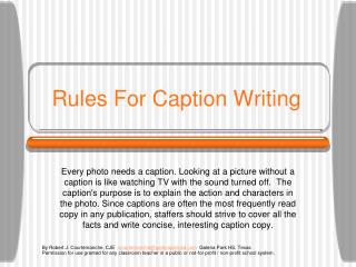 Rules For Caption Writing