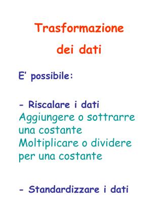 Trasformazione dei dati