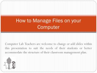 How to Manage Files on your Computer