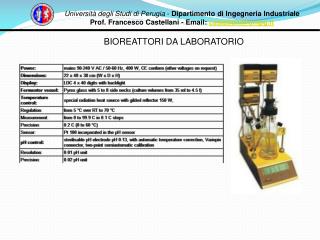Università degli Studi di Perugia - Dipartimento di Ingegneria Industriale