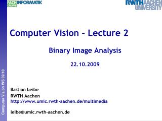 Computer Vision – Lecture 2