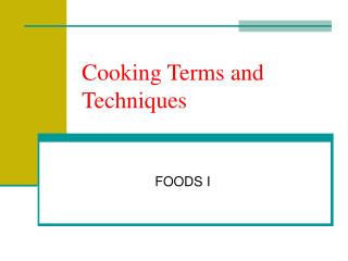 Cooking Terms and Techniques