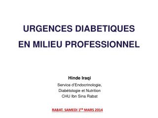 URGENCES DIABETIQUES EN MILIEU PROFESSIONNEL