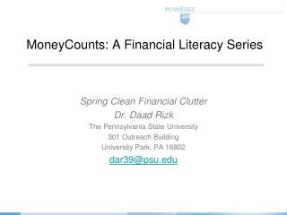 MoneyCounts: A Financial Literacy Series