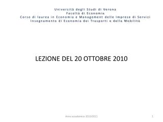 LEZIONE DEL 20 OTTOBRE 2010