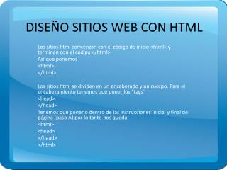 DISEÑO SITIOS WEB CON HTML