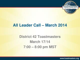 All Leader Call – March 2014