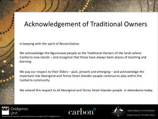 Acknowledgement of Traditional Owners