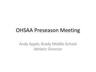 OHSAA Preseason Meeting