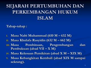 SEJARAH PERTUMBUHAN DAN PERKEMBANGAN HUKUM ISLAM