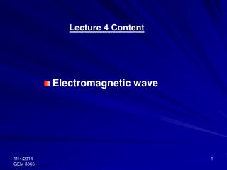 Lecture 4 Content