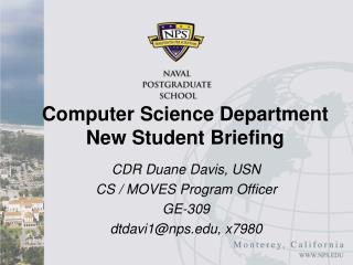 Computer Science Department New Student Briefing