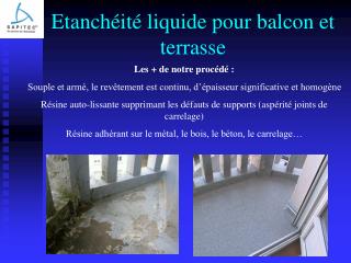 Etanchéité liquide pour balcon et terrasse