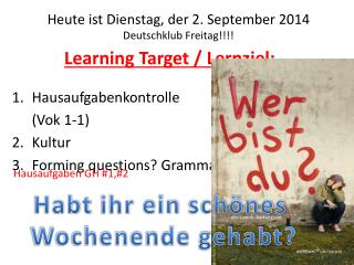 Learning Target / Lernziel :