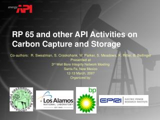 RP 65 and other API Activities on Carbon Capture and Storage