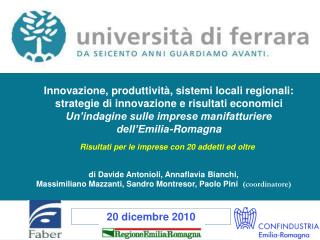 Innovazione, produttività, sistemi locali regionali: